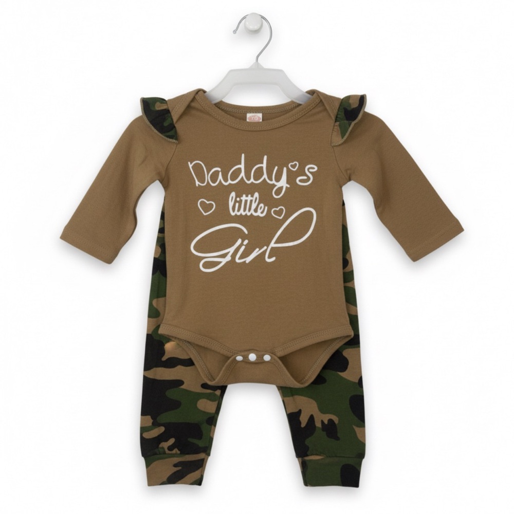 Brown and Camouflage Baby Bodysuit
